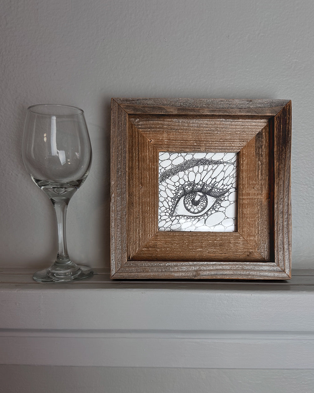 Oval Eye, Ink Drawing in Frame