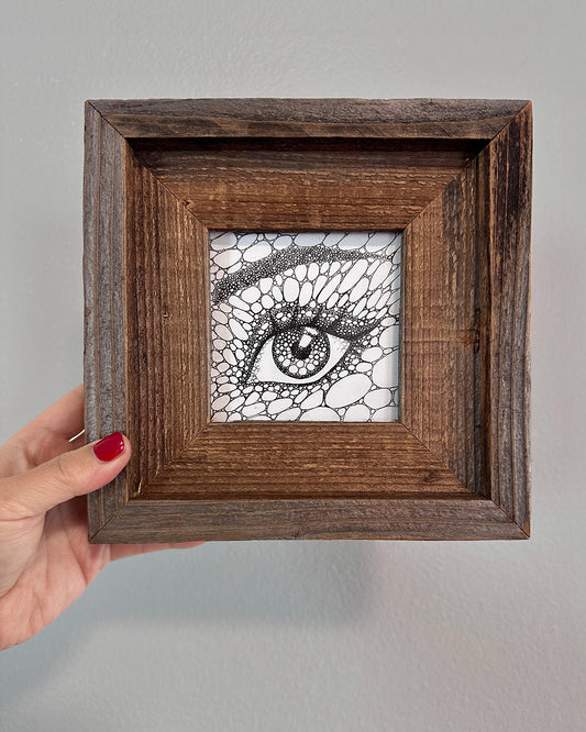 Oval Eye, Ink Drawing in Frame